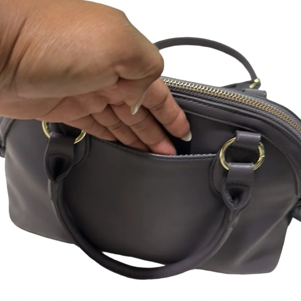 Juicy Couture Y2K Crossbody Gray Satchel Dome Sherpa Vegan Faux Leather Bag
